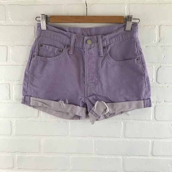 LEVI’S shorts 501 button fly mid jorts rise purple/lilac size 26 - Picture 2 of 8